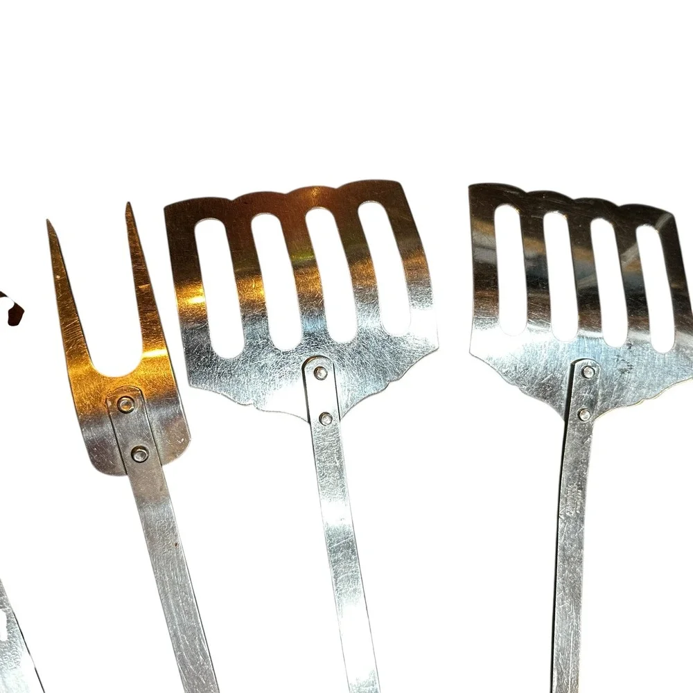 Stanhome Stainless‎ Steel Utensil Set Brown Bakelite Handles 5 Piece Spatulas